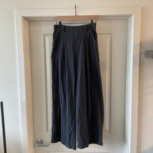 Black Wide Leg Cotton Trousers Size S